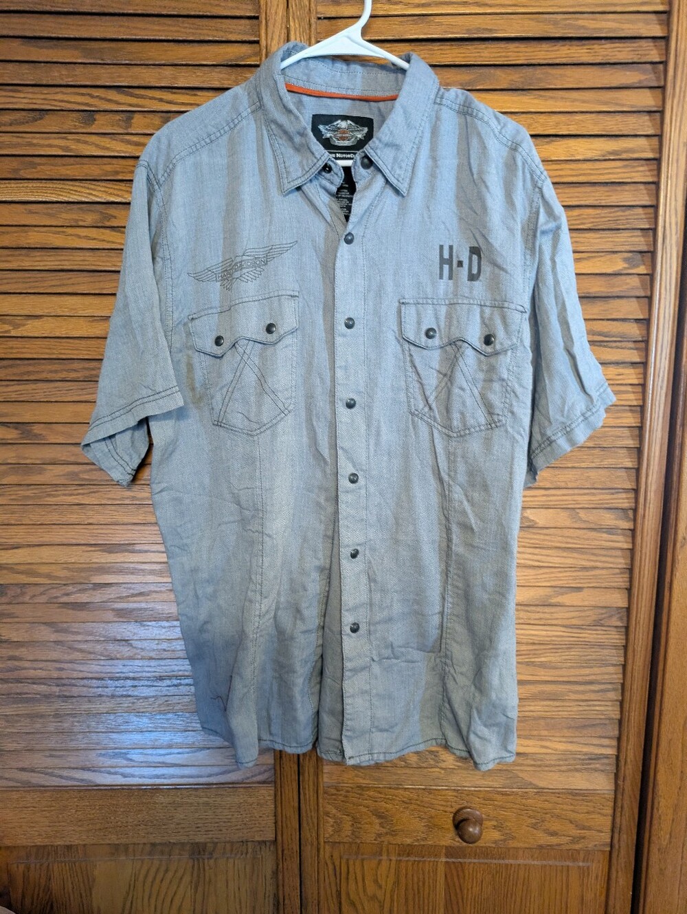 Harley-Davidson Genuine Motorcycles Gray Button-up Men's Shirt Size XL